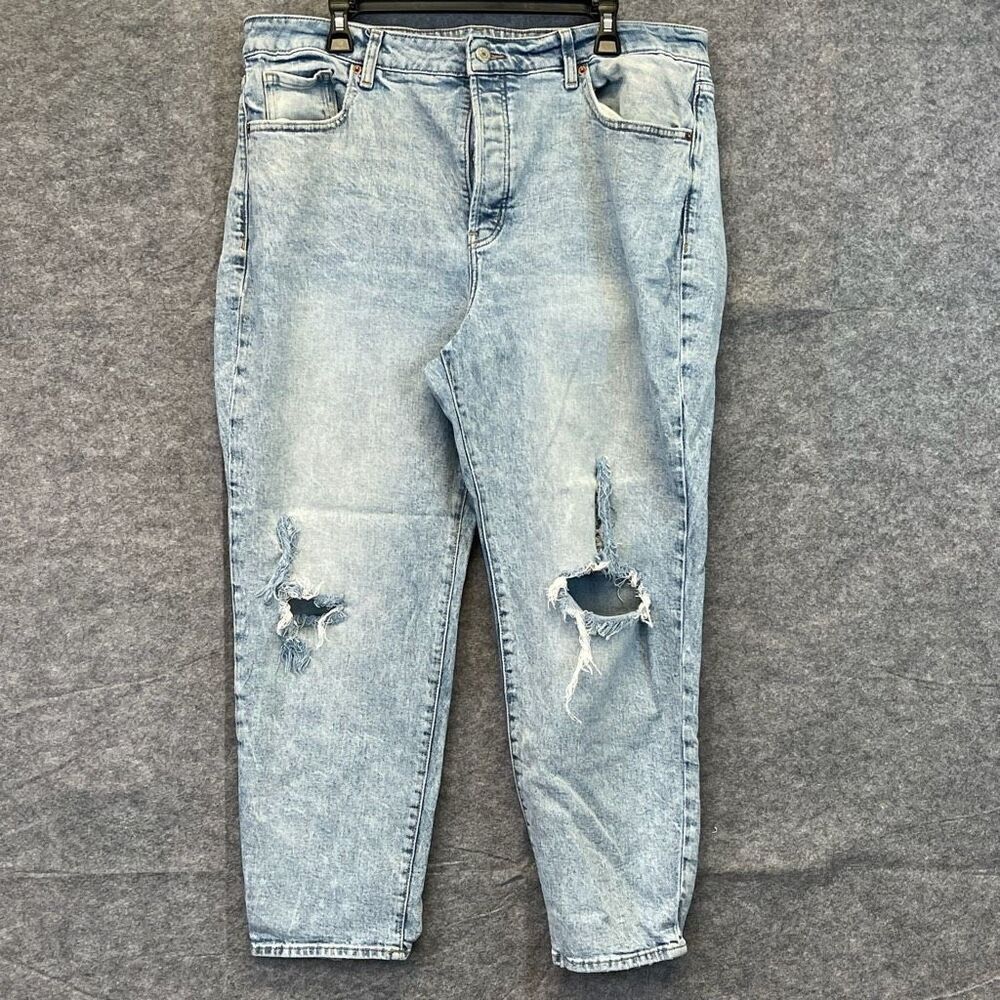 OLD NAVY Jeans Women's Size 18 Blue Denim Distressed OG High‎ Rise Straight Leg